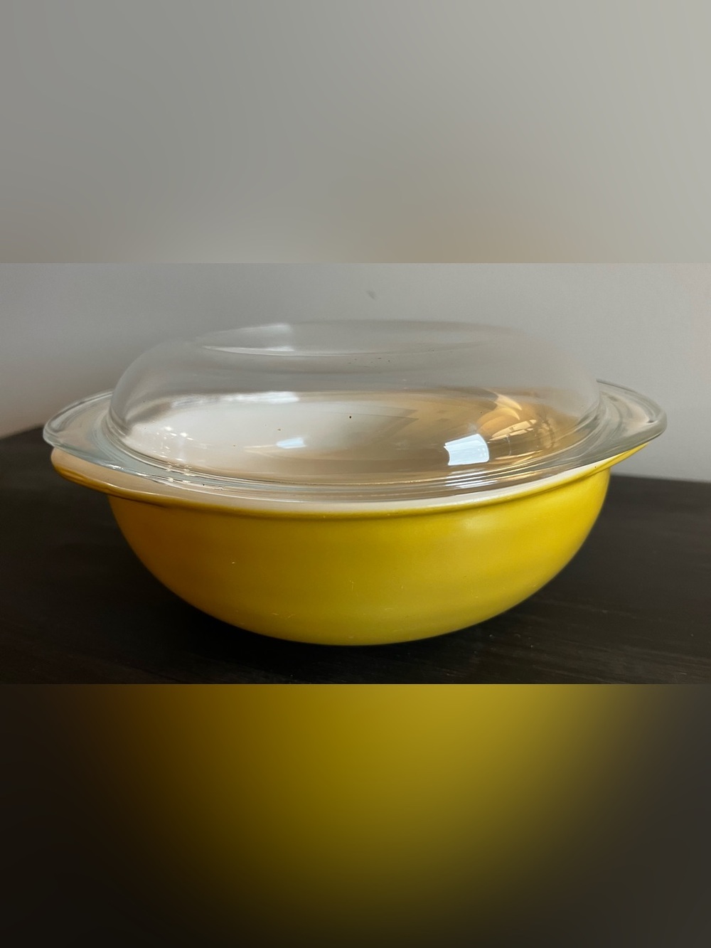 Vintage Pyrex Mustard Yellow Glass Bowl #024 with Clear Glass Lid #684-C